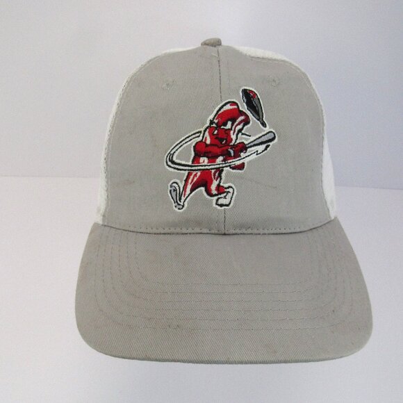 Macon Bacon Embroidered Logo Men's Gray Mesh Back Strap Back Cap Hat - Picture 1 of 8